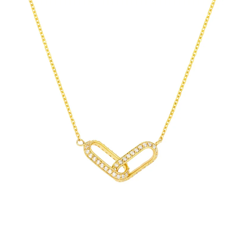 gold cross pendant necklace for women -ABIGAIL - DOUBLE LINK NECKLACE