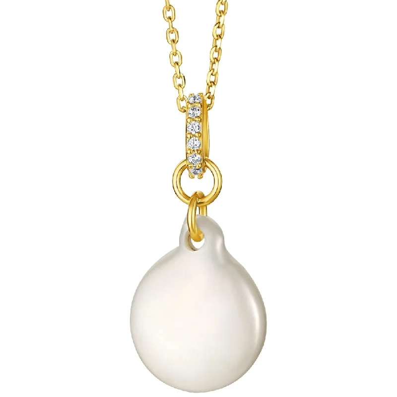 customized gold necklace for women -Pearl Swing Pendant in Yellow-Tone Sterling Silver, Adjustable Chain