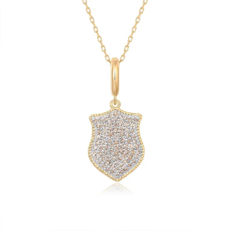 monogram necklace for women -ILANA DIAMOND SHIELD NECKLACE