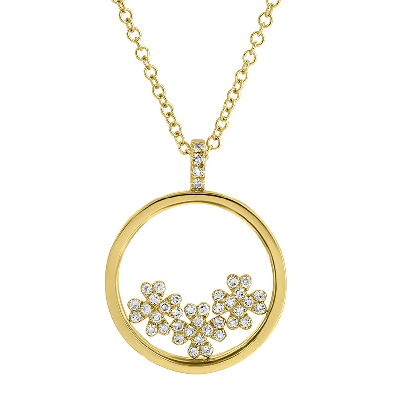 minimalist pendant necklace for women -RONA THREE FLOWER DISC  NECKLACE