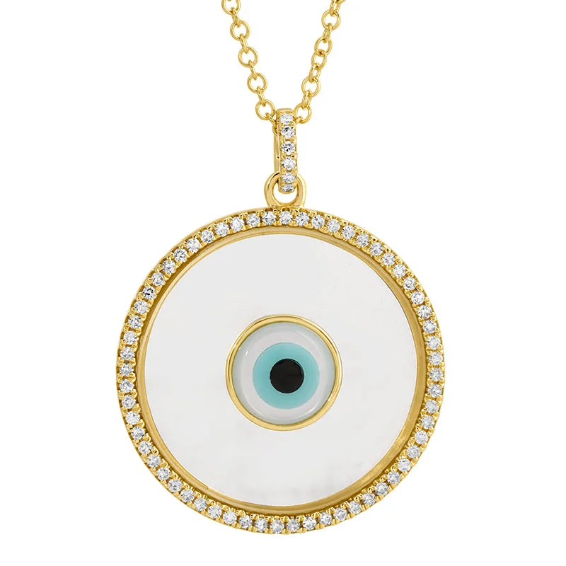 boho style layered necklace for women -SAMARA EVIL EYE DISC NECKLACE