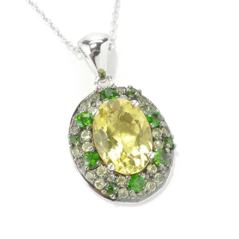 luxury gold necklace for women -Sterling Silver Lemon Quartz Oval-cut Pendant