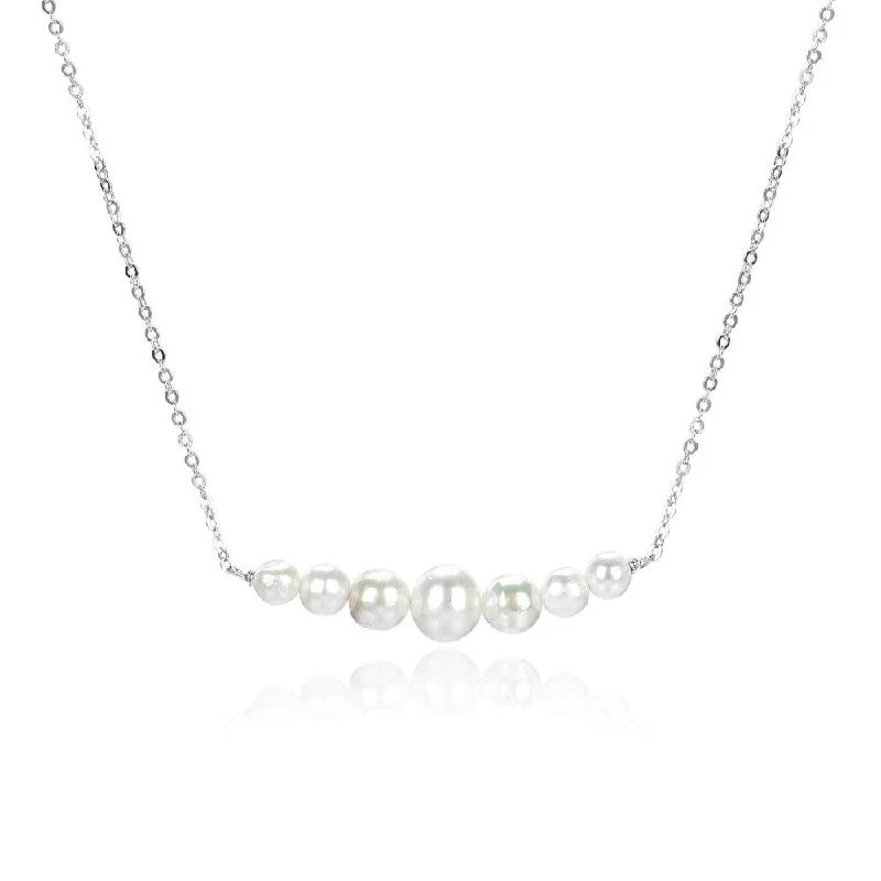 trendy layered necklace for women -Sterling Silver with Freshwater Cultured Pearl Necklace with 19" Chain and 2" Extender