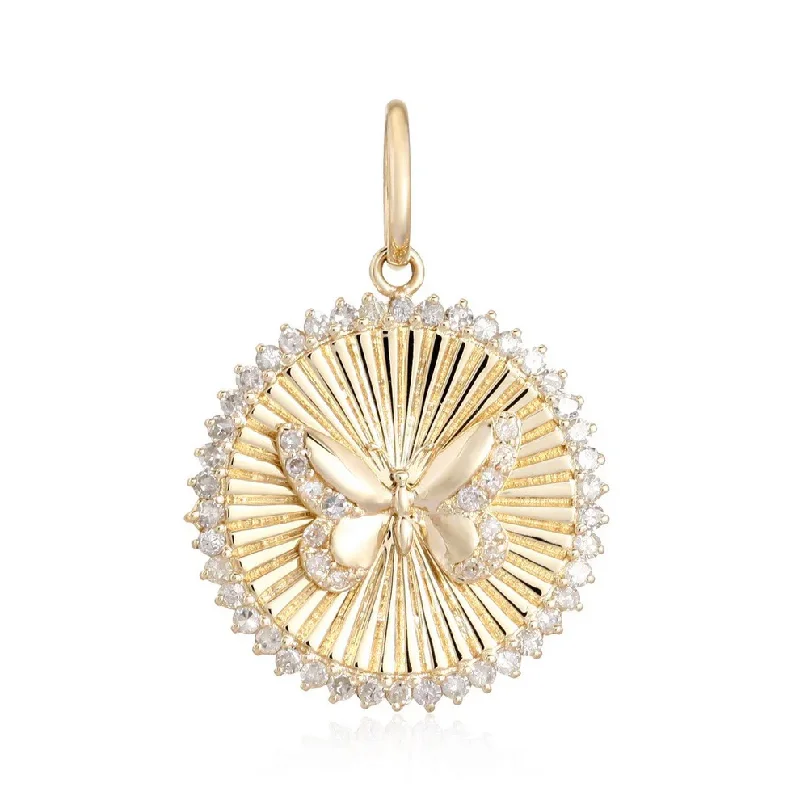 gold layered necklace for women -STEVIE BUTTERFLY DISC NECKLACE