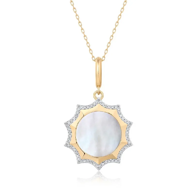 silver pendant necklace for women -ANNIKA MOTHER OF PEARL BURST NECKLACE