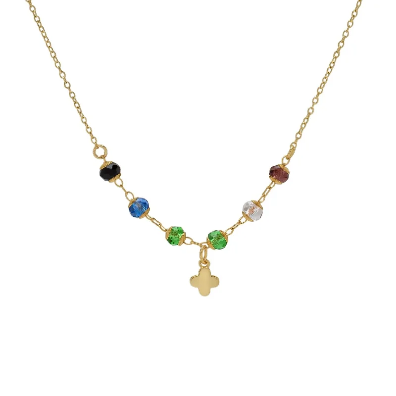 personalized family necklace for women -Victoria Townsend Gold Plated Multi-Color Crystal And Clover Necklace