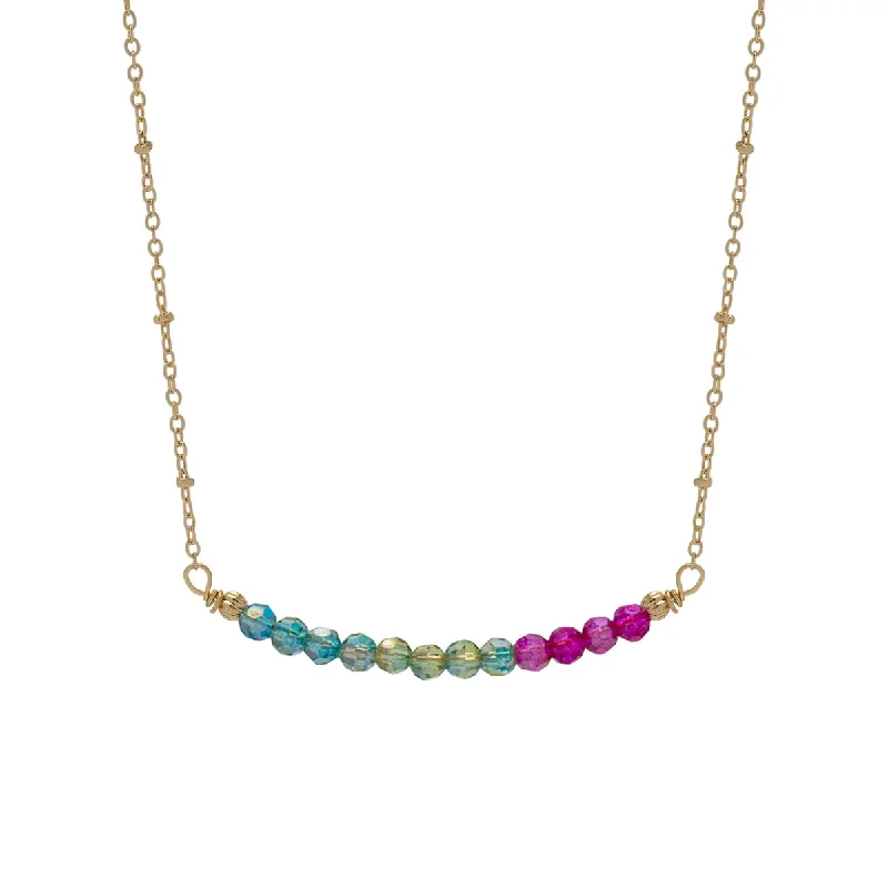 statement pendant necklace for women -Victoria Townsend Gold Plated Pink, Blue And Green Crystal Barcode Necklace