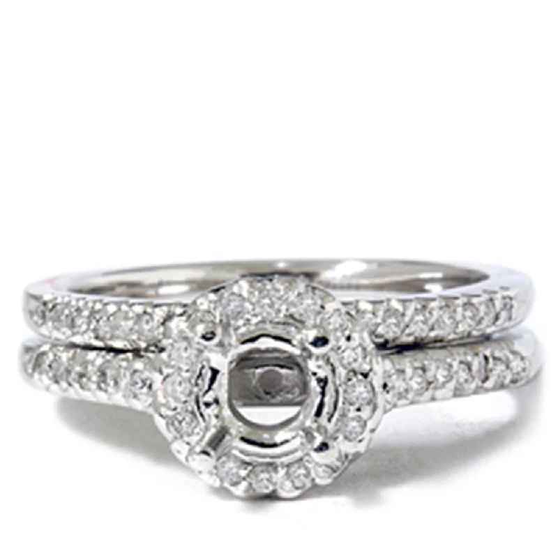 custom designed engagement ring -1/4ct Pave Halo Diamond Mount Engagement Ring Setting