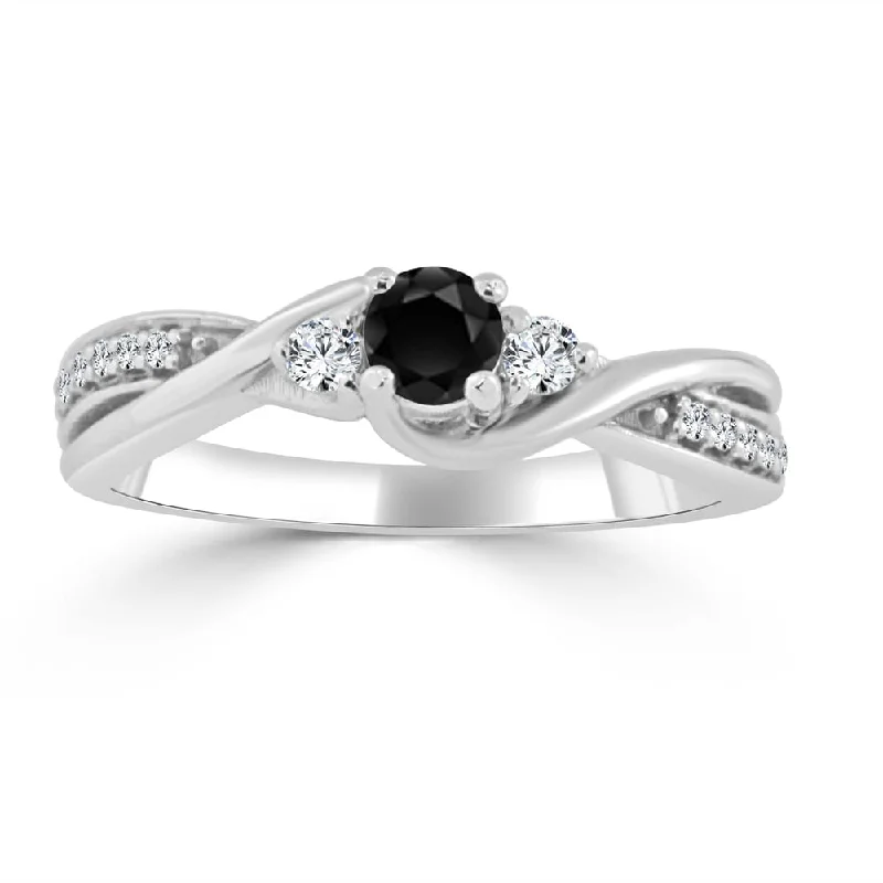 platinum wedding ring for women -14k Gold 1/3ct TDW Twisted Black Diamond Engagement Ring by Auriya