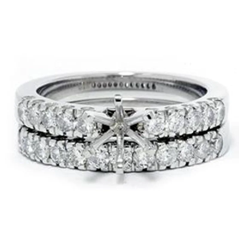 wedding ring with side stones -1ct Diamond Engagement Matching Wedding Ring Setting