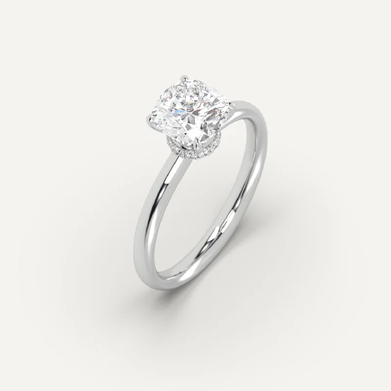 personalized promise ring for couples -2 carat Cushion Cut Diamond Ring