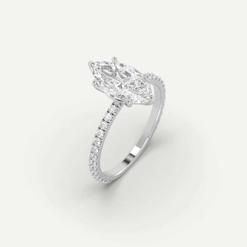 engraved wedding ring for women -2 carat Marquise Cut Diamond Ring