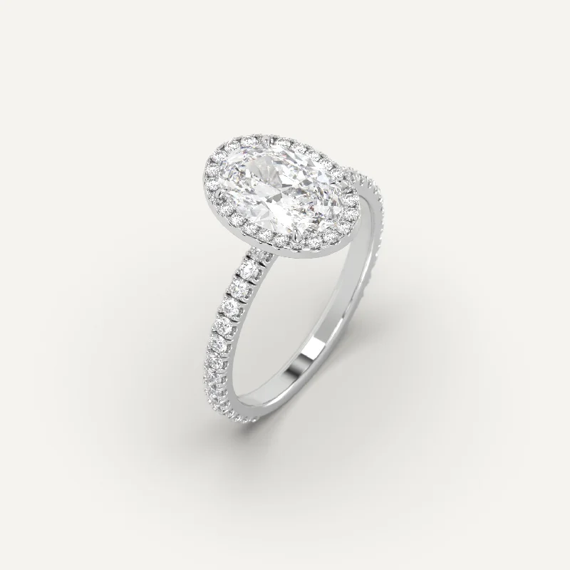 diamond halo ring for women -2 carat Oval Cut Diamond Ring