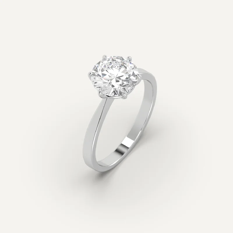 silver gemstone ring for women -2 carat Round Cut Diamond Ring