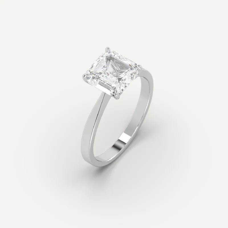 engraved wedding ring for women -3 carat Asscher Cut Diamond Ring