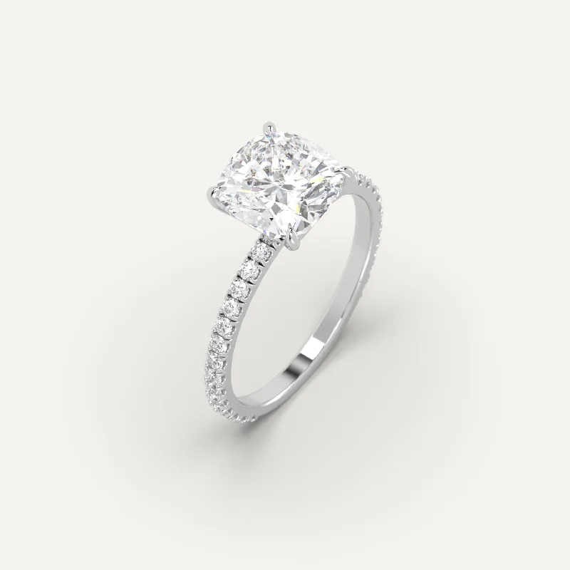 wedding ring with diamond accents -3 carat Cushion Cut Diamond Ring