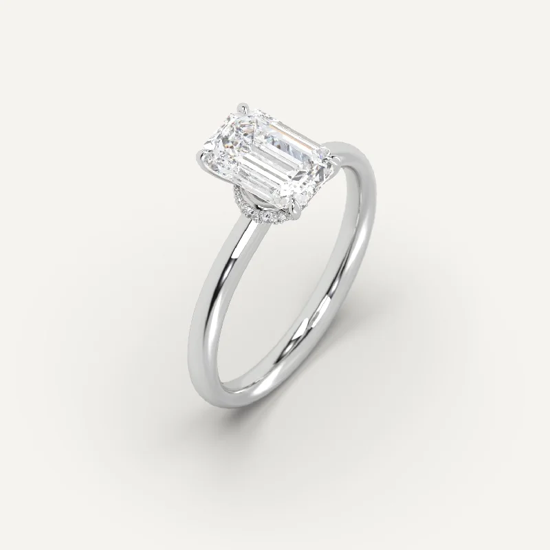 diamond halo ring for women -3 carat Emerald Cut Diamond Ring