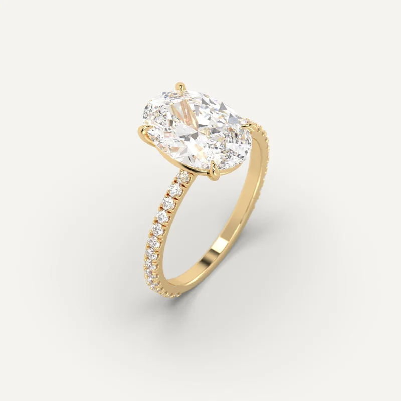 floral wedding band for women -3 carat Oval Cut Diamond Ring