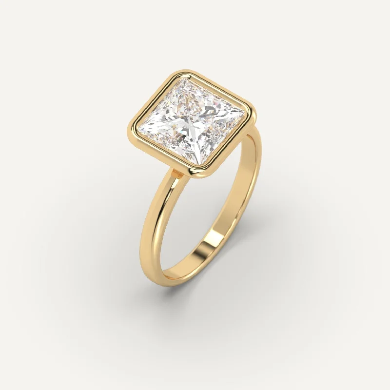 men’s gold signet ring -3 carat Princess Cut Diamond Ring