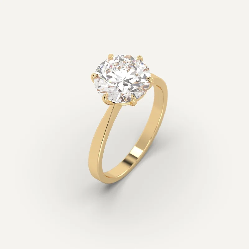 floral engagement ring for women -3 carat Round Cut Diamond Ring