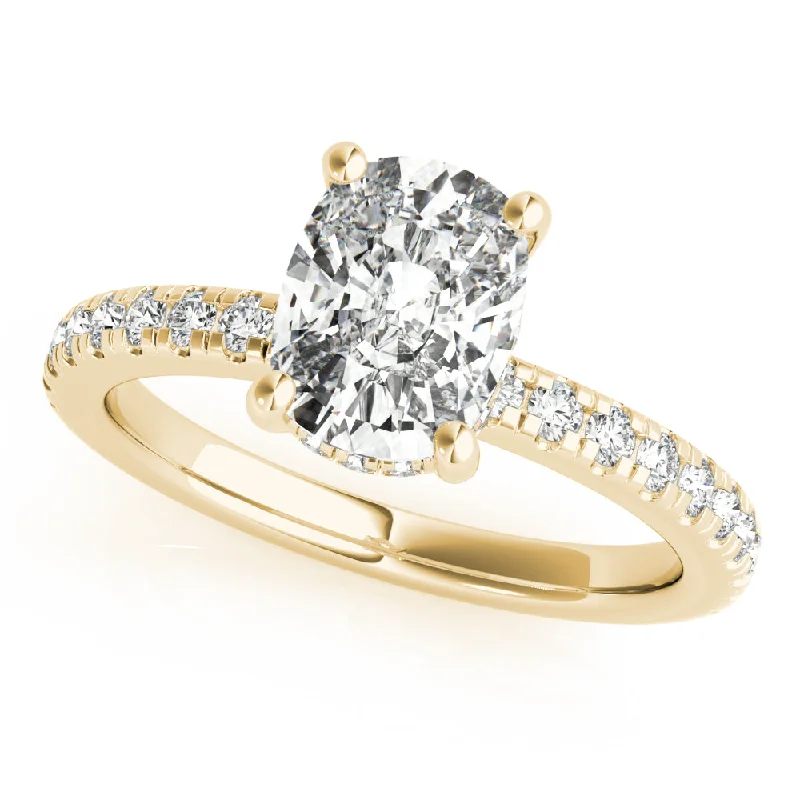 gold wedding ring for women -Alyssa Cushion Diamond Engagement Ring Setting