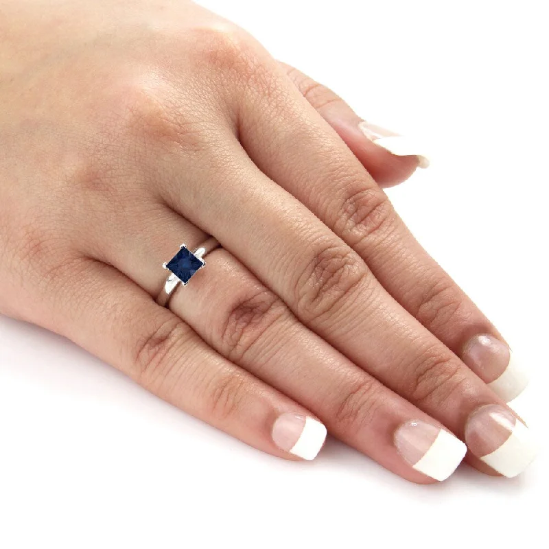 simple gold wedding band -Auriya 14k Gold Princess-cut Sapphire Solitaire Engagement Ring 1/2ct TGW