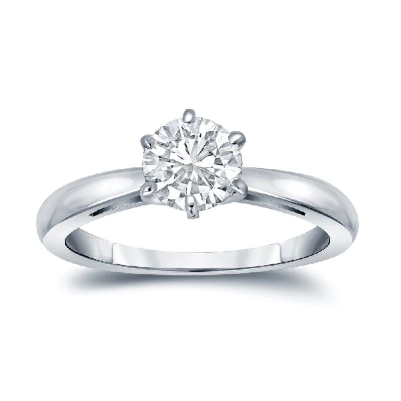 antique engagement ring for women -Auriya Platinum 3ctw Round 6 Prong Solitaire Diamond Engagement Ring GIA Certified