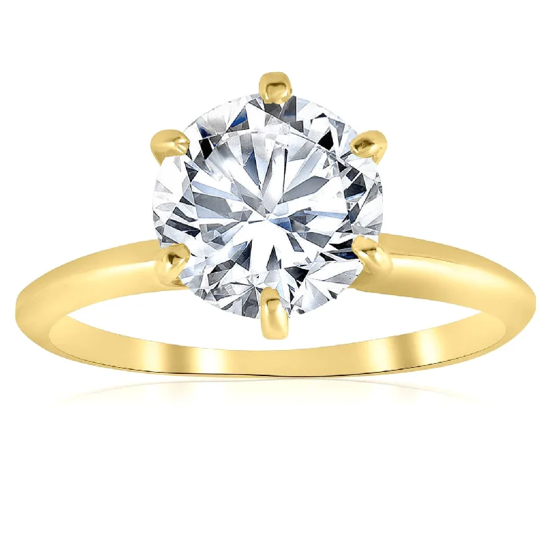 custom engagement ring for women -Certified 3Ct Diamond Solitaire 14k Gold Engagement Ring Lab Grown