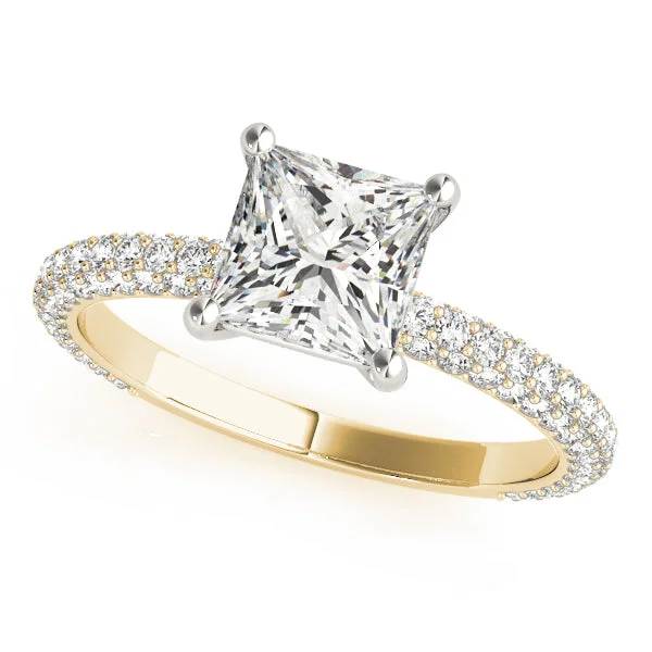 couple's matching ring set -Juliet Square Princess Cut Diamond Engagement Ring Setting