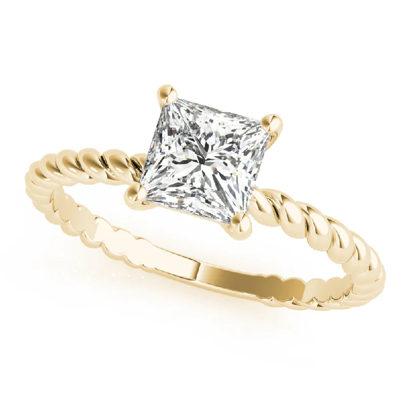 double band engagement ring for women -Megan Princess Cut Square Twist Engagement Ring Setting