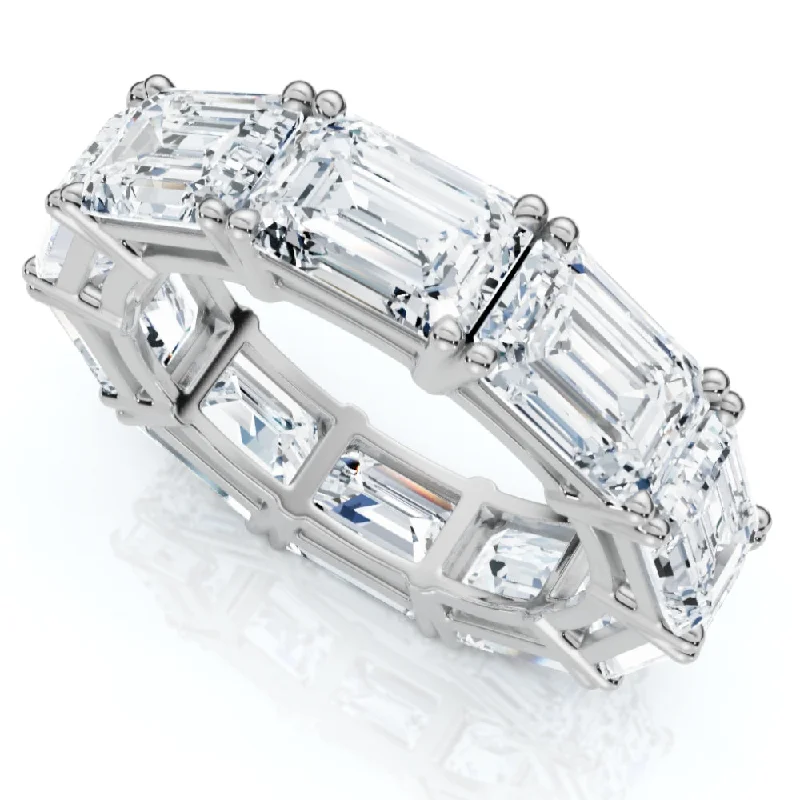 sapphire and diamond ring for women -10Ct Emerald Cut Diamond Eternity Ring East West Set 14k White Gold Lab Grown