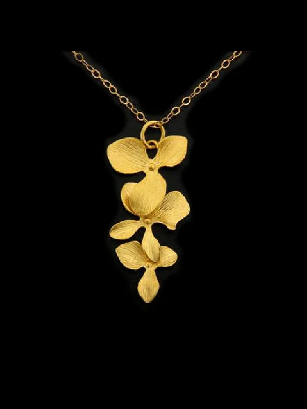 gold layered necklace for women -Orchid Cascade Necklace