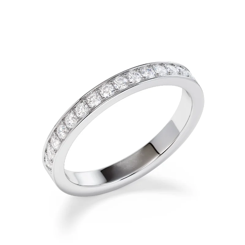 wedding ring set for couples -2.5mm Grain Set Diamond Eternity Ring