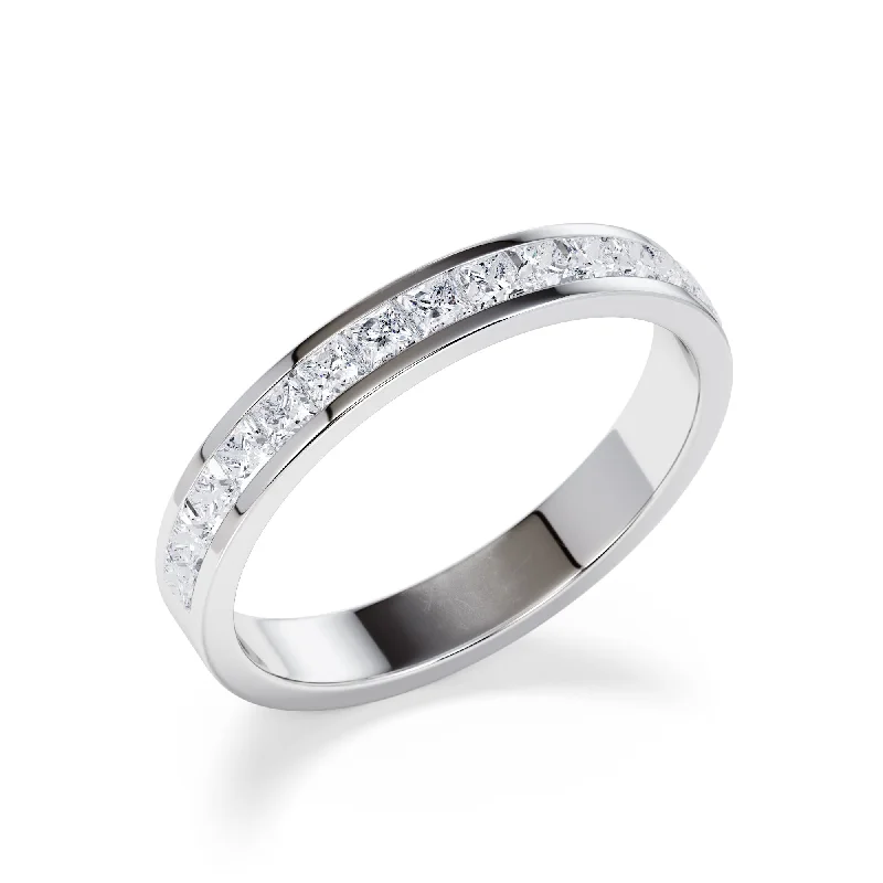 diamond band ring for women -3mm Channel Set Princess Diamond Eternity Ring