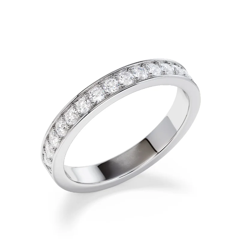 two-tone engagement ring for women -3mm Grain Set Diamond Eternity Ring