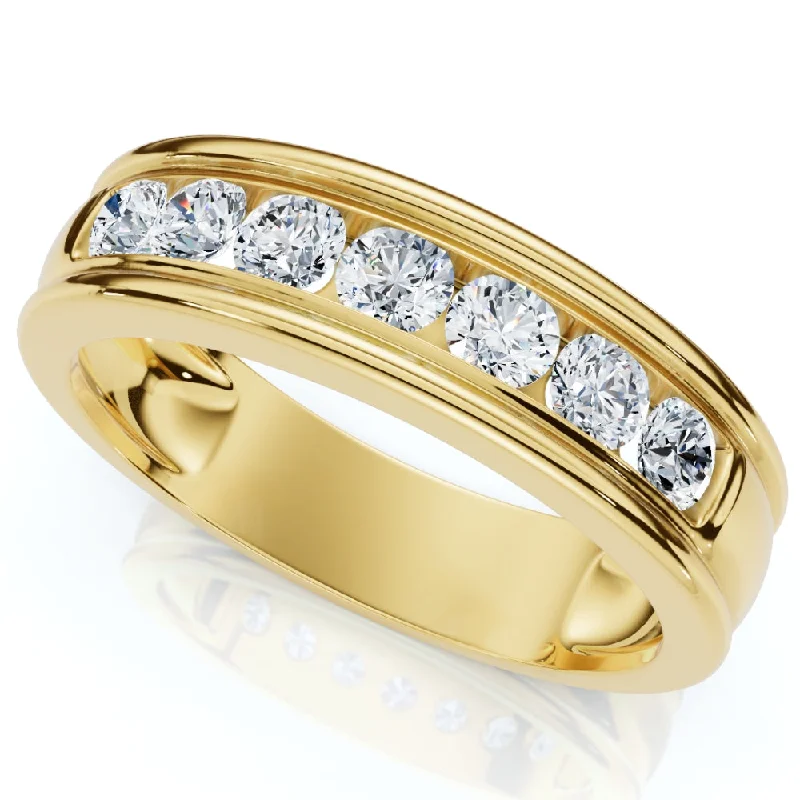 diamond band ring for women -5/8Ct Men's Diamond Channel Set Brushed Wedding Ring 14k Gold Lab Grown