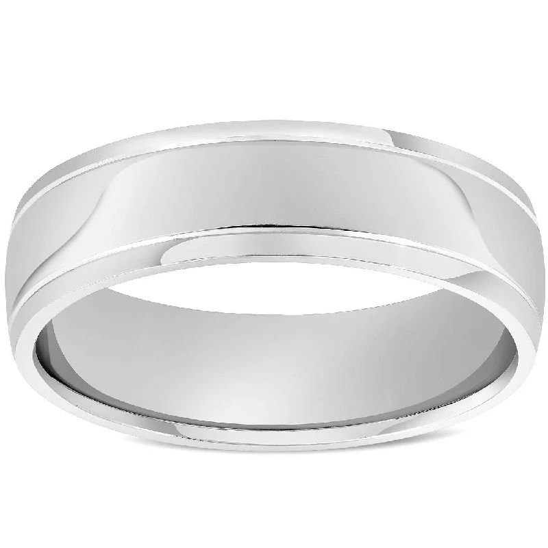 luxury wedding ring for women -6mm High Polished Dome Wedding Band 14K White Gold Size Selectable