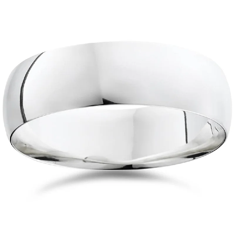 stackable silver rings for women -7mm Plain Platinum Comfort Fit Wedding Band Ring Size Selectable