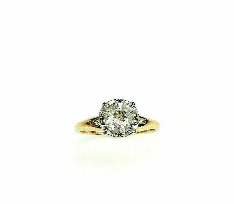 men’s platinum ring for wedding -Antique 0.81 Carat t.w. Old Euro Diamond Wedding/Engagement Ring 14K Gold 1960's