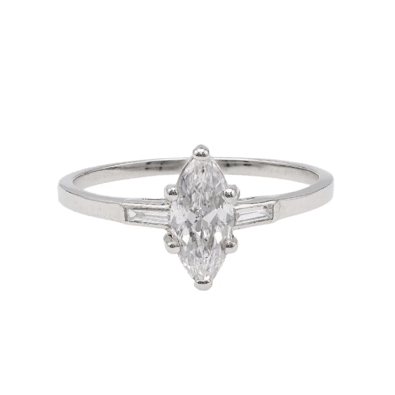 custom infinity wedding ring -Art Deco GIA 0.70 Carat Marquise Cut Diamond Platinum Ring