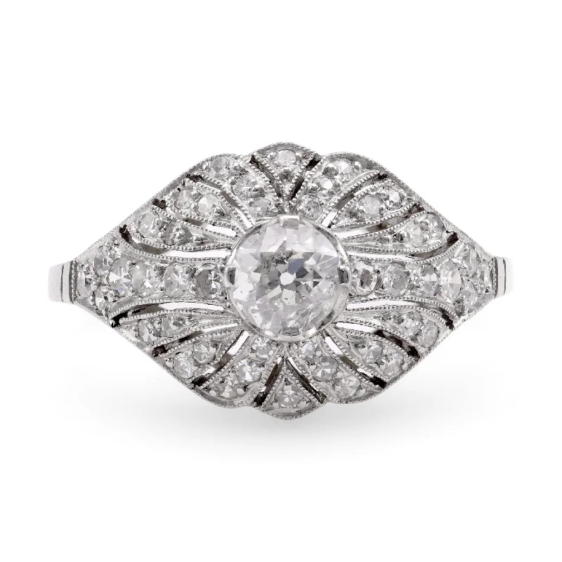 wedding ring set with diamonds -Art Deco Inspired .41 Carat Diamond Platinum Ring