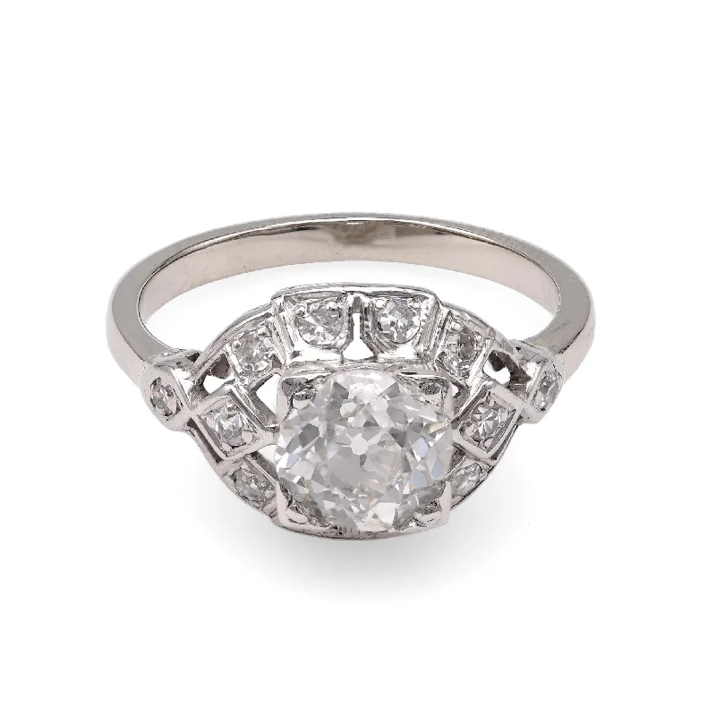 antique engagement ring for women -Art Deco Platinum Diamond Ring