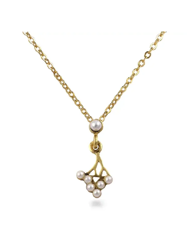 gold heart necklace for women -Art Nouveau Pearl Spray Necklace by Museum Reproductions