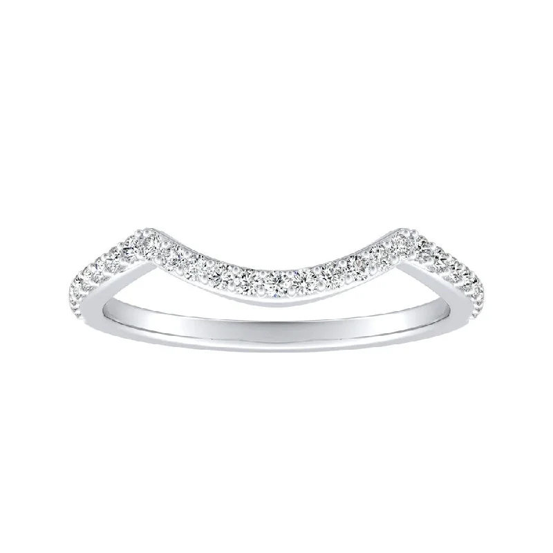 wide band ring for women -Auriya 1/6ctw Curved Diamond Wedding Band 18k Gold