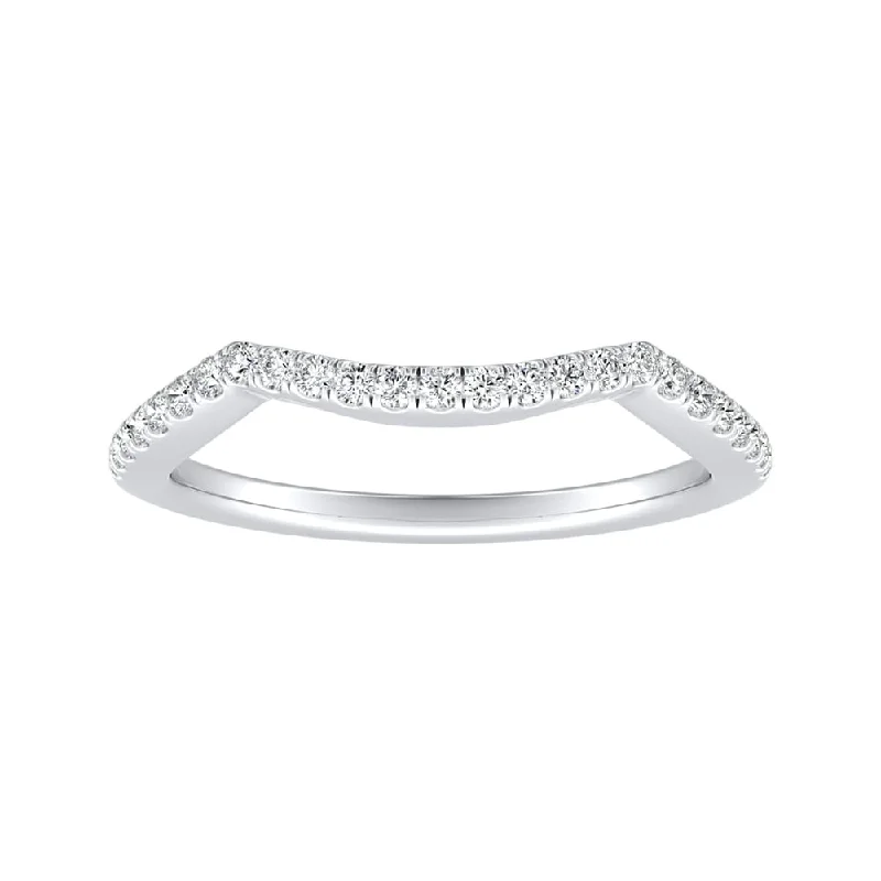 double band engagement ring for women -Auriya 1/6ctw Curved Diamond Wedding Band Platinum