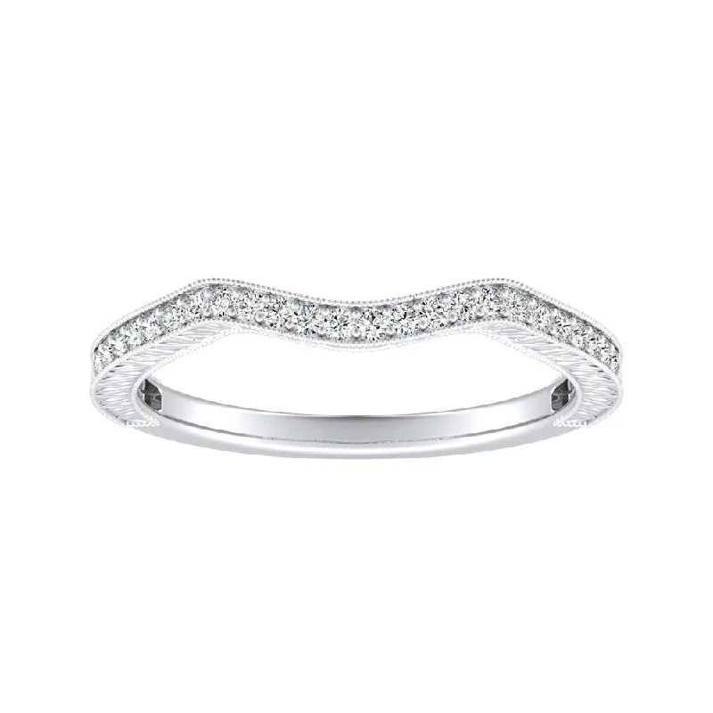 eternity diamond ring for women -Auriya 1/8ctw Vintage Curved Diamond Wedding Band 14k Gold