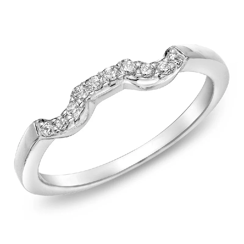 silver engagement ring for women -Auriya 14k Gold 1/10ctw Round Diamond Curved Wedding Band (H-I, I1-I2)