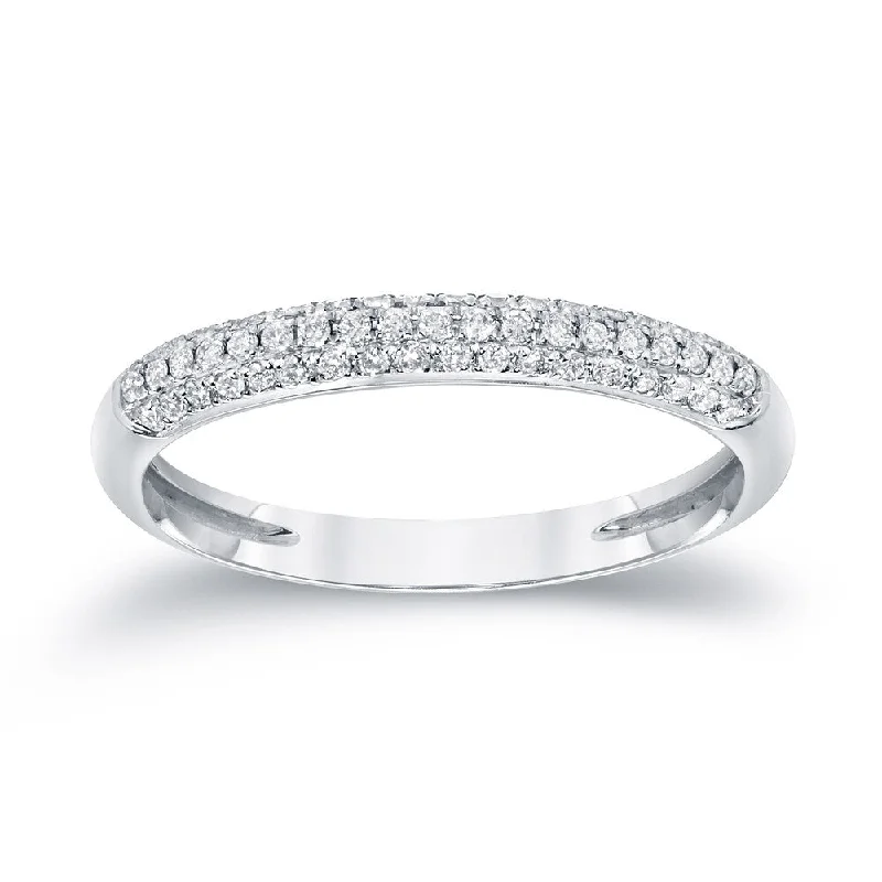 stackable silver rings for women -Auriya 14k Gold 1/4ctw Round Diamond Wedding Anniversary Band