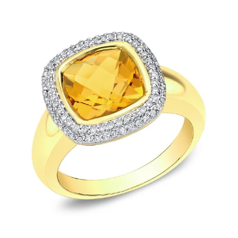 men’s platinum wedding band -Auriya 14k Two-tone Gold 1/4ct TDW Citrine and Diamond Ring (H-I, SI1-SI2)