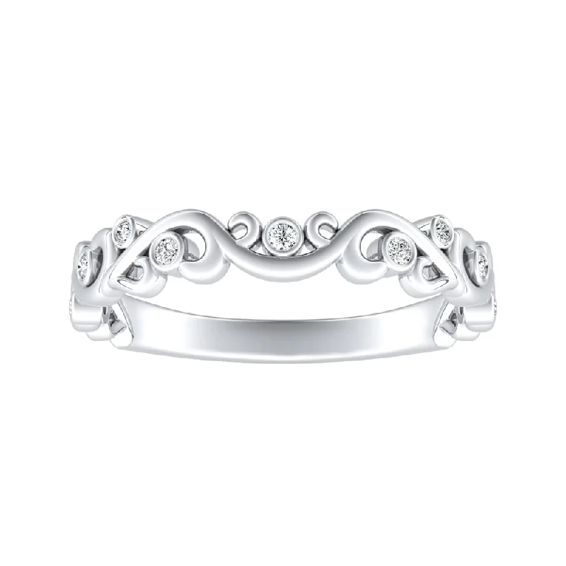 diamond cluster ring for women -Auriya Platinum 1/10ctw Vintage Scroll Diamond Wedding Band